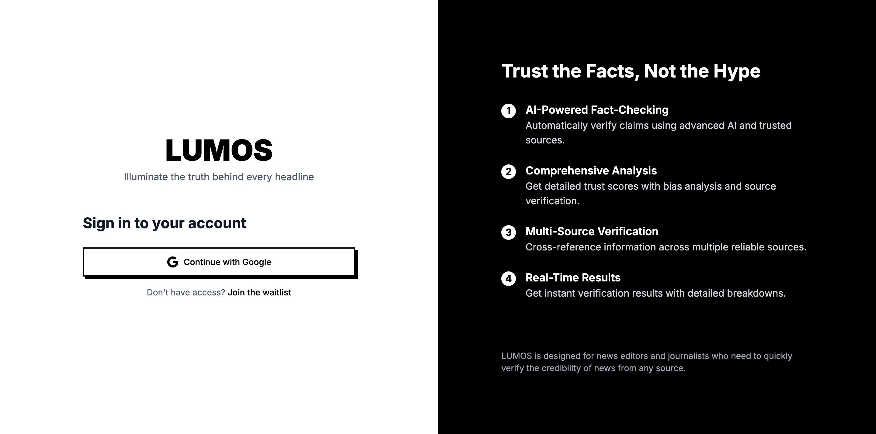 Lumos fake-news detection product